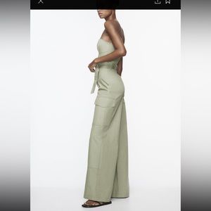 Zara Wide Leg Technical Fabric Jumpsuit size medium